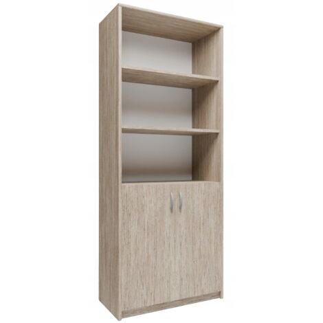 Meuble de rangement 2 porte et 3 étagères Sonoma - Bibliothèque Style contemporain - 74 x 35 x 180 cm (1/5)
