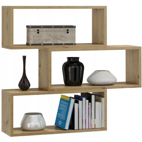 Étagère Murale ADAM Chêne artisanal - Meuble de rangement 3 Niveaux - 95 x 21 x 93 cm (1/3)