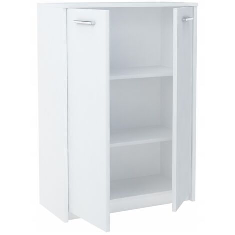 Buffet avec 2 portes Blanc - Meuble de Rangement Style contemporain - 77 x 35 x 108 cm (1/3)