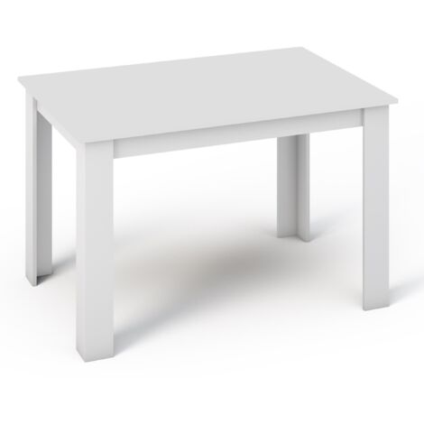 Table à Manger KONGO Blanc - Résistante aux rayures et à l'humidité - 120 x 80 x 75 cm (1/2)