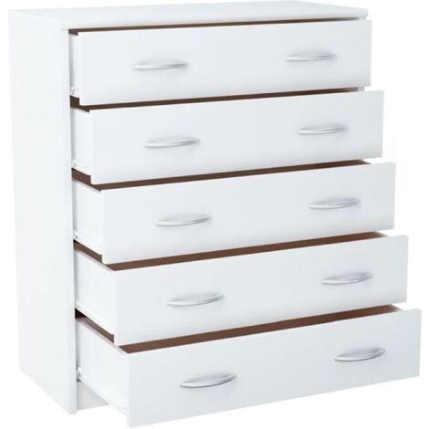 Buffet avec 5 tiroirs Blanc - Meuble de Rangement Style contemporain - 74 x 35 x 85 cm (1/5)