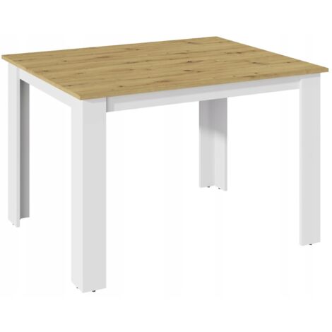 Table à manger Kongo chêne artisanal – Résistante aux rayures et à l'humidité – Dimensions 120 x 80 x 75 cm – Conception durable et élégante (1/2)