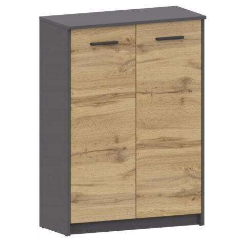 Buffet avec 2 portes Anthracite - Meuble de Rangement Style contemporain - 77 x 35 x 108 cm (1/2)