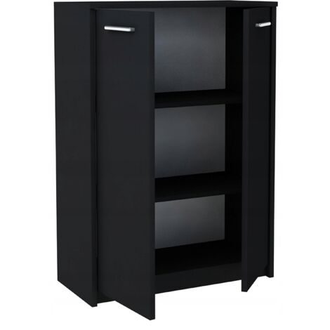 Buffet avec 2 portes Noir - Meuble de Rangement Style contemporain - 77 x 35 x 108 cm (1/3)