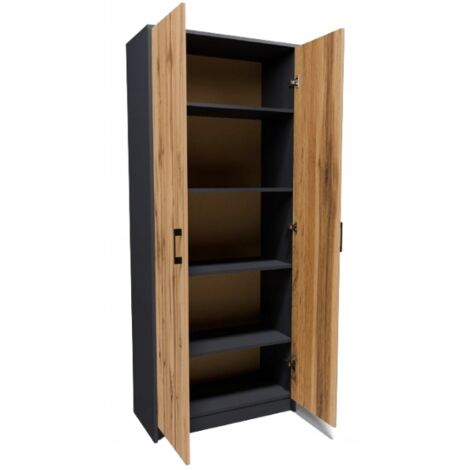 Armoire de bureau graphite 5 étagères – Dimensions 180 x 74 x 35 cm – Panneau stratifié résistant à l'humidité et aux rayures