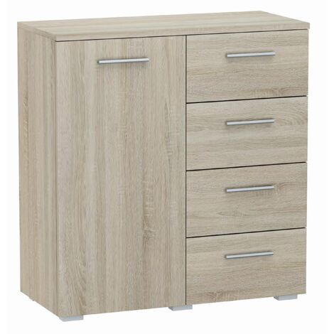 Buffet avec 1 porte et 4 tiroirs Sonoma - Meuble de Rangement Style contemporain - 80 x 35 x 84.5 cm (1/2)