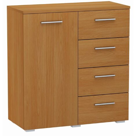 Buffet avec 1 porte et 4 tiroirs Aulne - Meuble de Rangement Style contemporain - 80 x 35 x 84.5 cm (1/2)