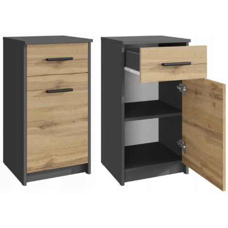 Commode - 4 tiroirs - Panneau stratifié - pieds en hêtre - design élégant - dimensions 112x80x40 cm (1/5)