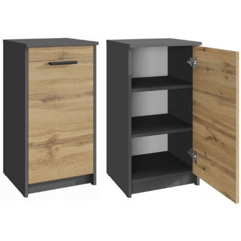 Buffet contemporain anthracite 1 porte – Rangement élégant 40 x 35 x 75 cm – Panneau stratifié 16 mm résistant aux rayures (1/5)