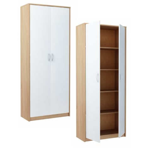 Armoire de Bureau Sonoma blanc - Meuble de rangement 5 Etagères Style contemporain - 74 x 35 x 180 cm (1/5)