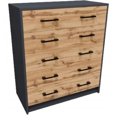 Buffet avec 5 tiroirs Graphite - Meuble de Rangement Style contemporain - 74 x 35 x 85 cm (1/5)