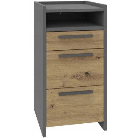 Commode ALTIVO Artisan-Anthracite - 2 tiroirs hauts 1 tiroir bas - Panneau stratifié, glissières à billes, facile à nettoyer (1/5)