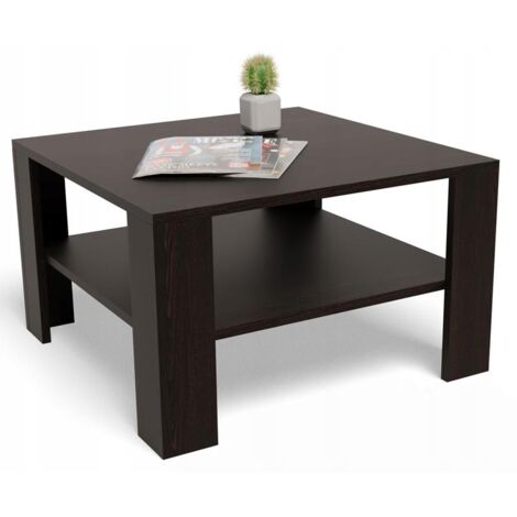 Table Basse EX3 - Design Minimaliste - 68x68 cm - Wengé (1/4)