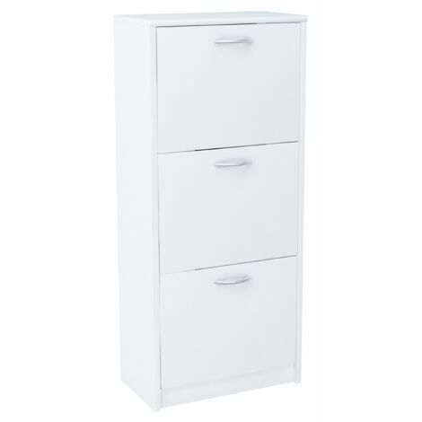 Armoire à Chaussures - 3 Portes - 116x50x28cm - Blanc (1/4)