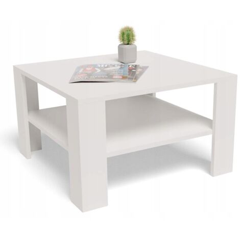 Table Basse EX3 - Design Minimaliste - 68x68 cm - Blanc (1/4)