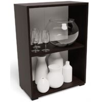 Bibliothèque à 2 niveaux Wengé - Meuble de rangement Style contemporain - 60 x 30 x 80 cm