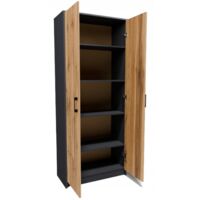 Armoire de bureau graphite 5 étagères – Dimensions 180 x 74 x 35 cm – Panneau stratifié résistant à l'humidité et aux rayures