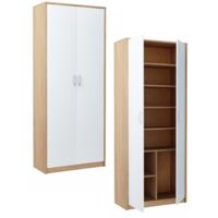 Armoire de Bureau Sonoma blanc - Meuble de rangement 7 Etagères Style contemporain - 74 x 35 x 180 cm