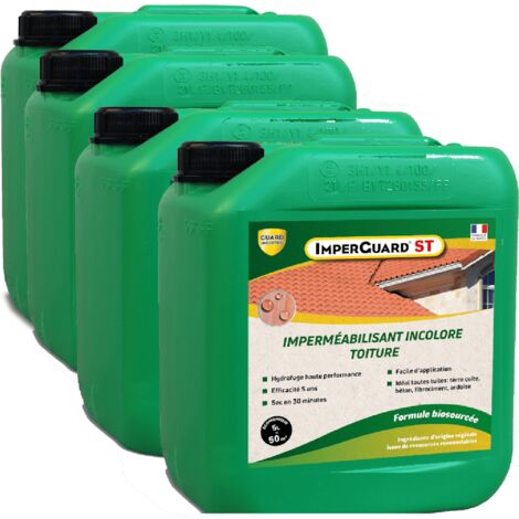 Guard Industrie – Hydrofuge toiture imperméabilisant 20L – Protection 5 ans contre pluie et mousse – Prêt à l'emploi – Application au pulvérisateur
