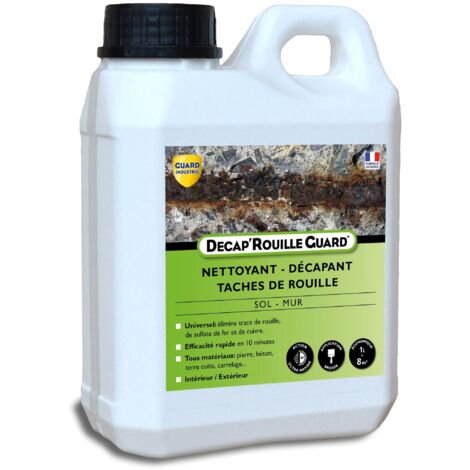 Guard Industrie – Décapant rouille pour pierre et carrelage – Efficace en 10 minutes – Enlève rouille et sulfate de fer – 1L