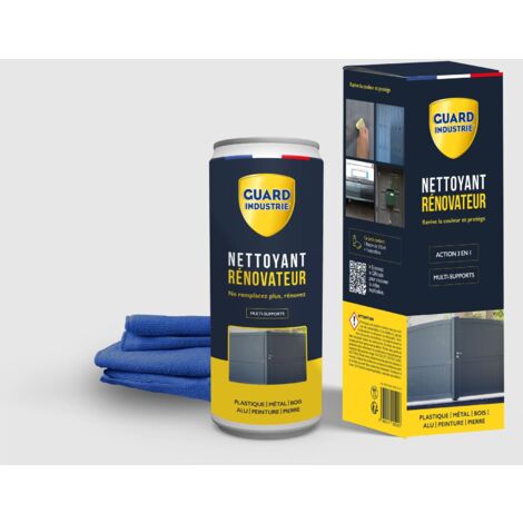 Guard Industrie – Nettoyant rénovateur pour peinture PVC et métal – Antitache 5 ans – 0.250kg – Couvre 2 portes et 10 fenêtres – Chiffon microfibre inclus