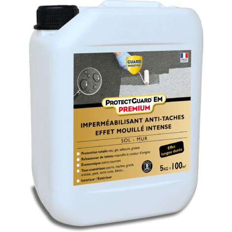 Guard Industrie – Imperméabilisant hydrofuge effet mouillé 5L – Couvre jusqu’à 112,5 m² – Pour pierres naturelles et reconstituées – Application facile au rouleau ou pinceau - EM 5 L (1/5)