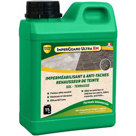 Guard Industrie – Hydrofuge réhausseur de couleur 1L – Antitache professionnel pour pierres poreuses – Application facile au rouleau ou pinceau - EM 1 L
