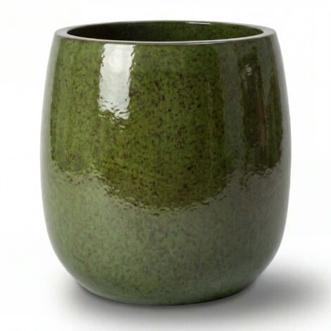 Pot grande taille d'extérieur SOCRATE 40x49cm vert tropical, fait main en terre cuite émaillée, résistant au gel