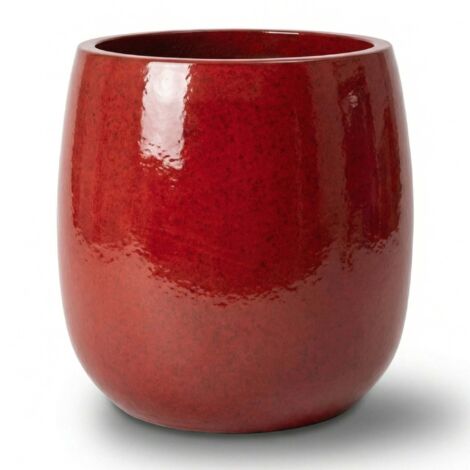 Pot grande taille d'extérieur SOCRATE 40x49cm rouge tropical, fait main en terre cuite émaillée, résistant au gel