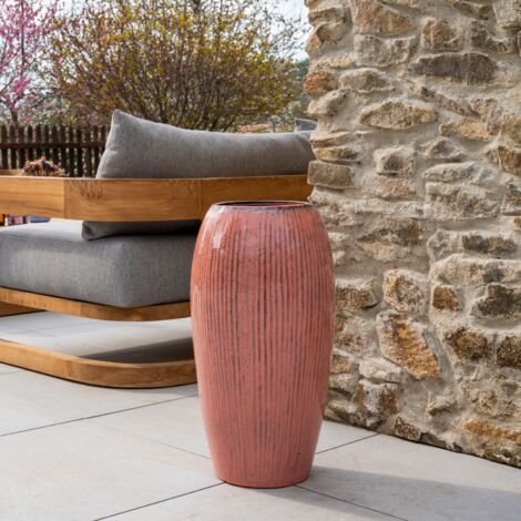 Pot grande taille d'extérieur MILANO 31x61cm Rose, fait main en terre cuite émaillée
