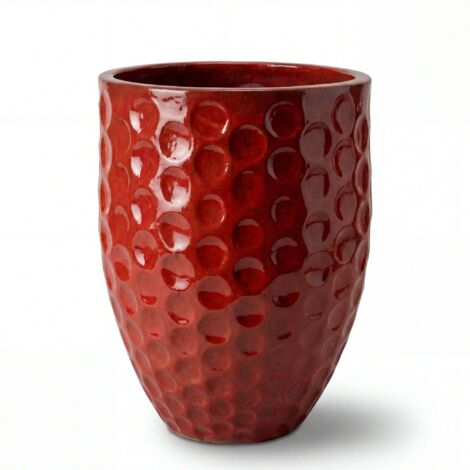 Pot grande taille d'extérieur MEROVEE 42x55cm rouge tropical, fait main en terre cuite émaillée, résistant au gel