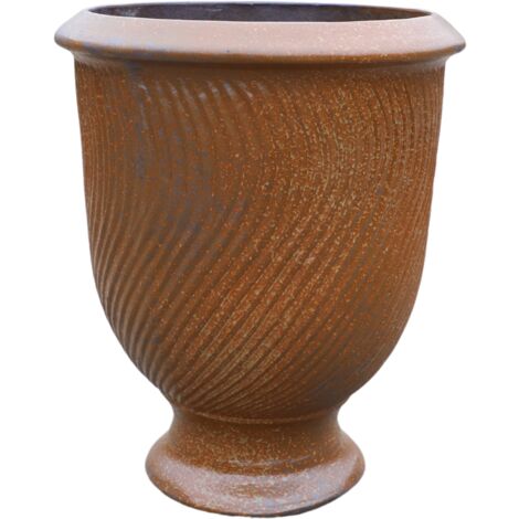 Pot grande taille d'extérieur MORGANE 42x52cm iron finished, fait main en terre cuite émaillée, résistant au gel