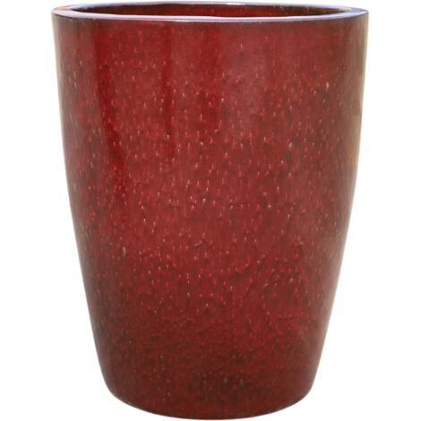 Pot grande taille d'extérieur MAZARIN 27x34cm rouge brique, fait main en terre cuite émaillée, résistant au gel
