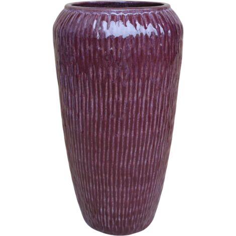 Pot grande taille d'extérieur POMPADOUR 36x69cm violet clair, fait main en terre cuite émaillée, résistant au gel