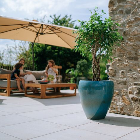 Pot Grande Taille D ext rieur LAFONTAINE 50x51cm Bleu Acier Fait Main 