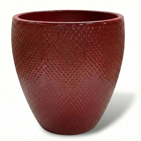 Pot grande taille d'extérieur SIGNAC 22x25cm rouge impérial, fait main en terre cuite émaillée, résistant au gel