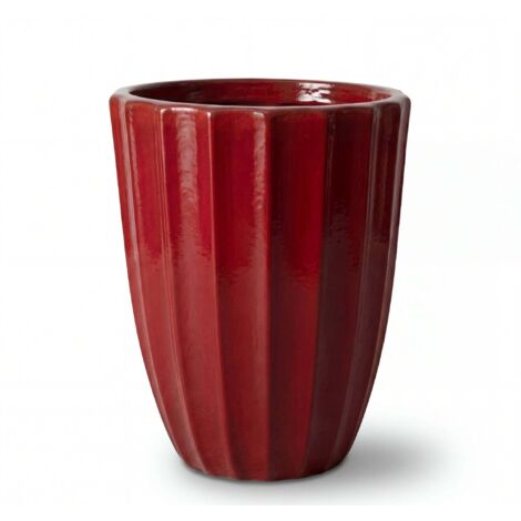Pot grande taille d'extérieur HUGO 36x50cm rouge impérial, fait main en terre cuite émaillée, résistant au gel