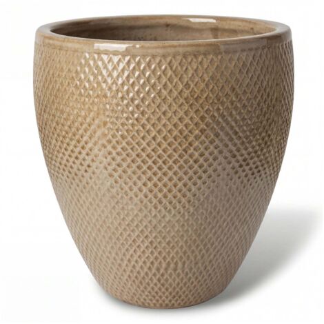 Pot grande taille d'extérieur SIGNAC 22x25cm bronze sablé, fait main en terre cuite émaillée, résistant au gel