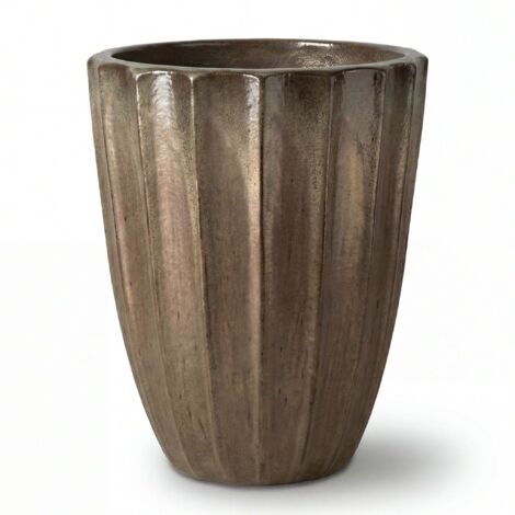 Pot grande taille d'extérieur HUGO 55x71cm bronze sablé, fait main en terre cuite émaillée, résistant au gel