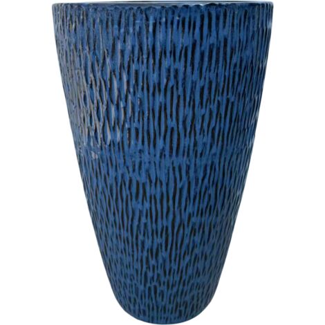 Pot grande taille d'extérieur PAGNOL 23x38cm bleu antique, fait main en terre cuite émaillée, résistant au gel