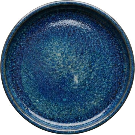 Soucoupe 15cm bleu outremer faite à la main en terre cuite émaillée (1/4)
