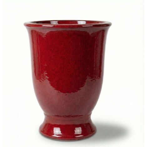 Pot grande taille d'extérieur ARTHUR 32x39cm rouge tropical, fait main en terre cuite émaillée, résistant au gel