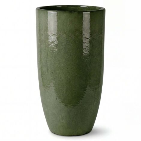Pot grande taille d'extérieur EIFFEL 47x92cm vert profond, fait main en terre cuite émaillée, résistant au gel (1/5)