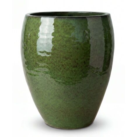 Pot grande taille d'extérieur POSEIDON 46x55cm vert tropical, fait main en terre cuite émaillée, résistant au gel