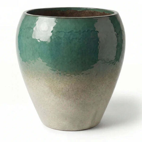 Pot grande taille d'extérieur LAFONTAINE2 67x68cm brume d'été, fait main en terre cuite émaillée, résistant au gel (1/5)