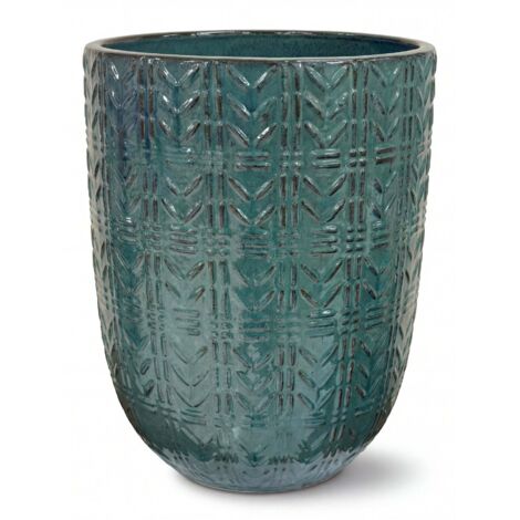 Pot grande taille d'extérieur MERCURE 39x51cm brume de jade, fait main en terre cuite émaillée, résistant au gel (1/5)
