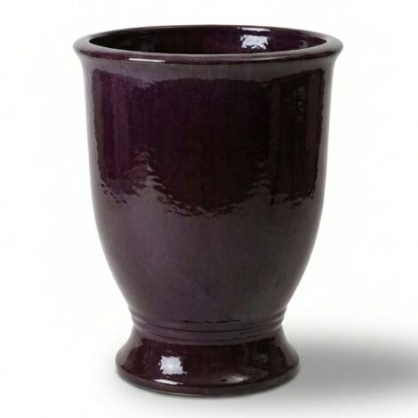 Pot grande taille d'extérieur ARTHUR 55x69cm violet clair, fait main en terre cuite émaillée, résistant au gel
