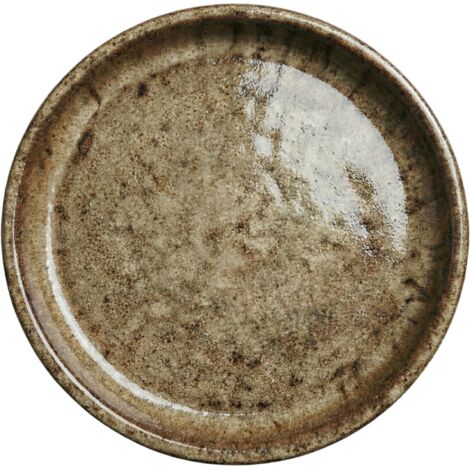 Soucoupe 25cm bronze sablé faite à la main en terre cuite émaillée