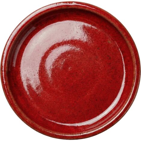 Soucoupe 28cm rouge impérial faite à la main en terre cuite émaillée