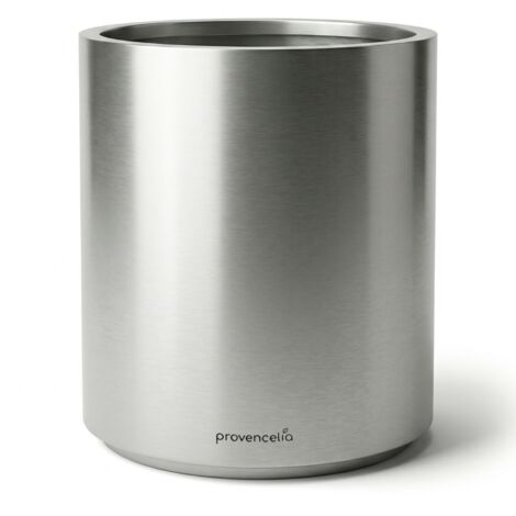 Pot grande taille METROPOLE 60x70cm inox brossé, fait main en acier inoxydable